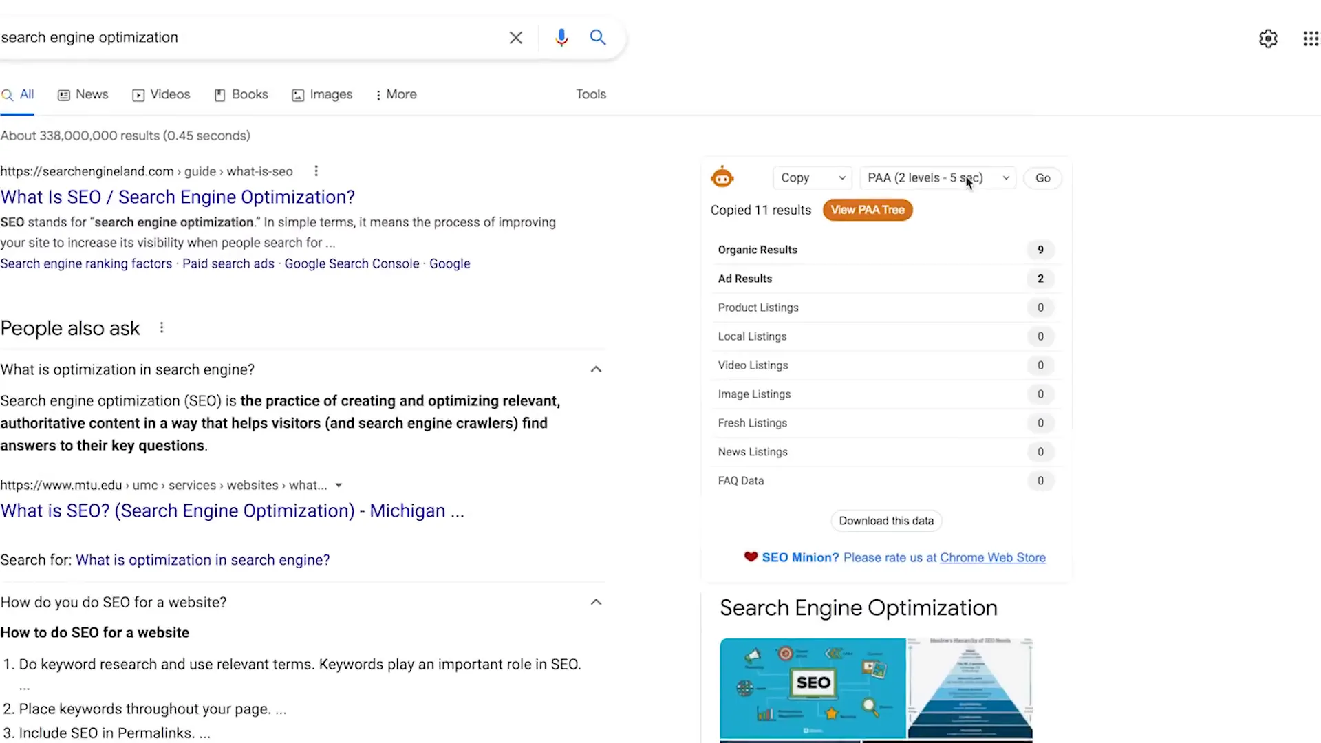 SEO Minion工具界面截图